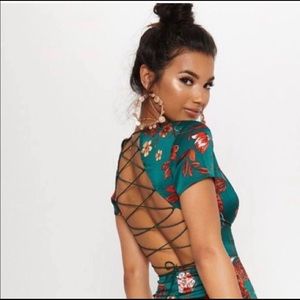 Pretty Little Thing Emerald Green Criss Cross dress